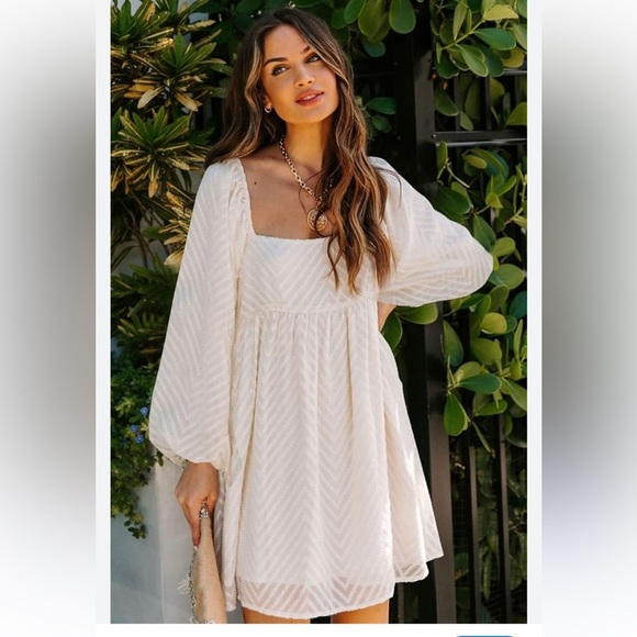 Women’s ruffle long sleeve flowy mini square neck dress NWOT - Picture 1 of 5